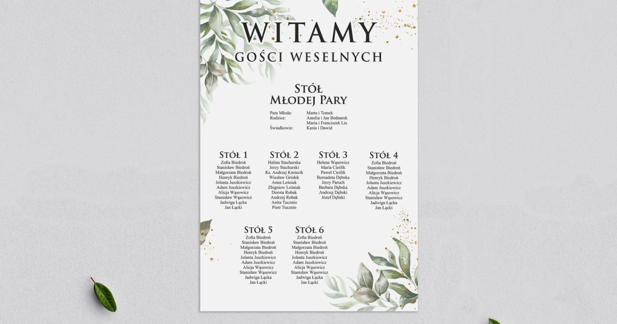 Plan Sto W Weselnych Leaves Motyw