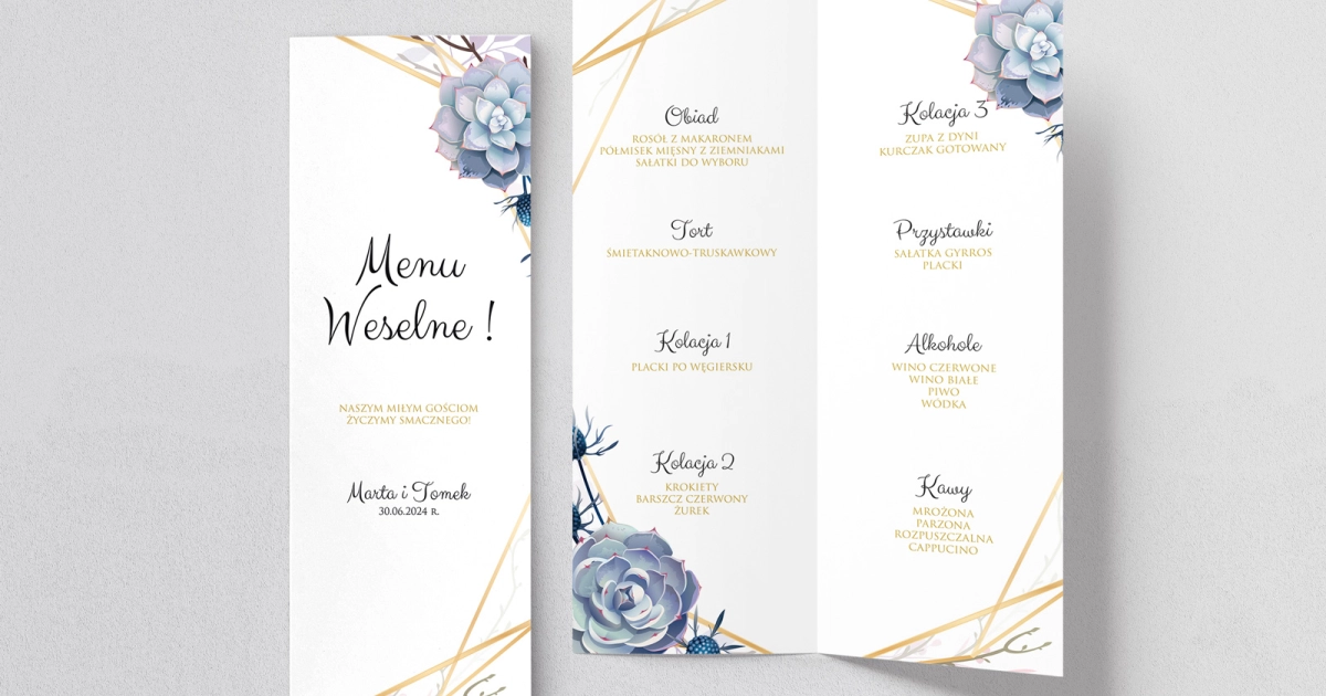 Menu Weselne Flowers Frame Motyw 6