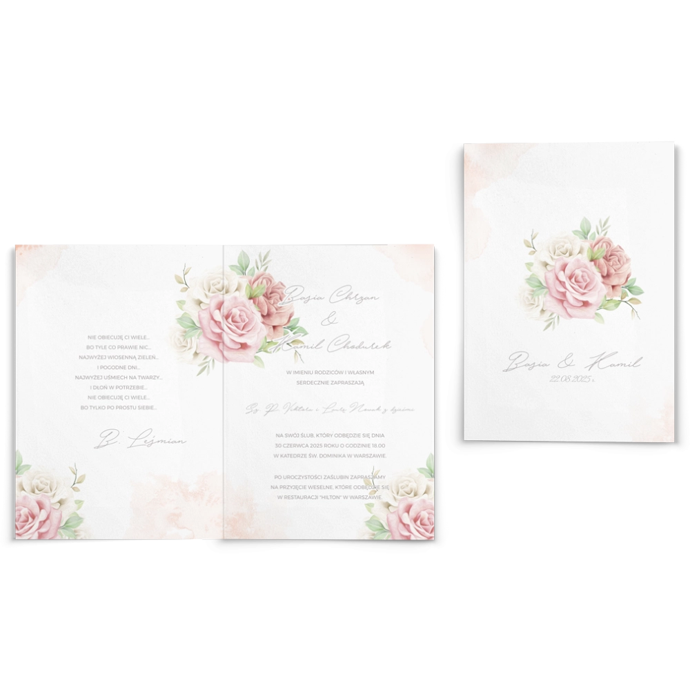 Zaproszenia ślubne Lili - Składane Motyw 3