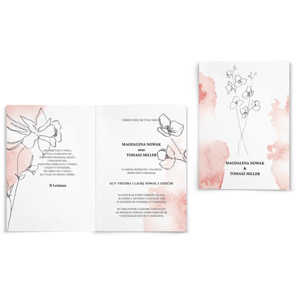 Zaproszenia ślubne Julietta - Składane Motyw 3