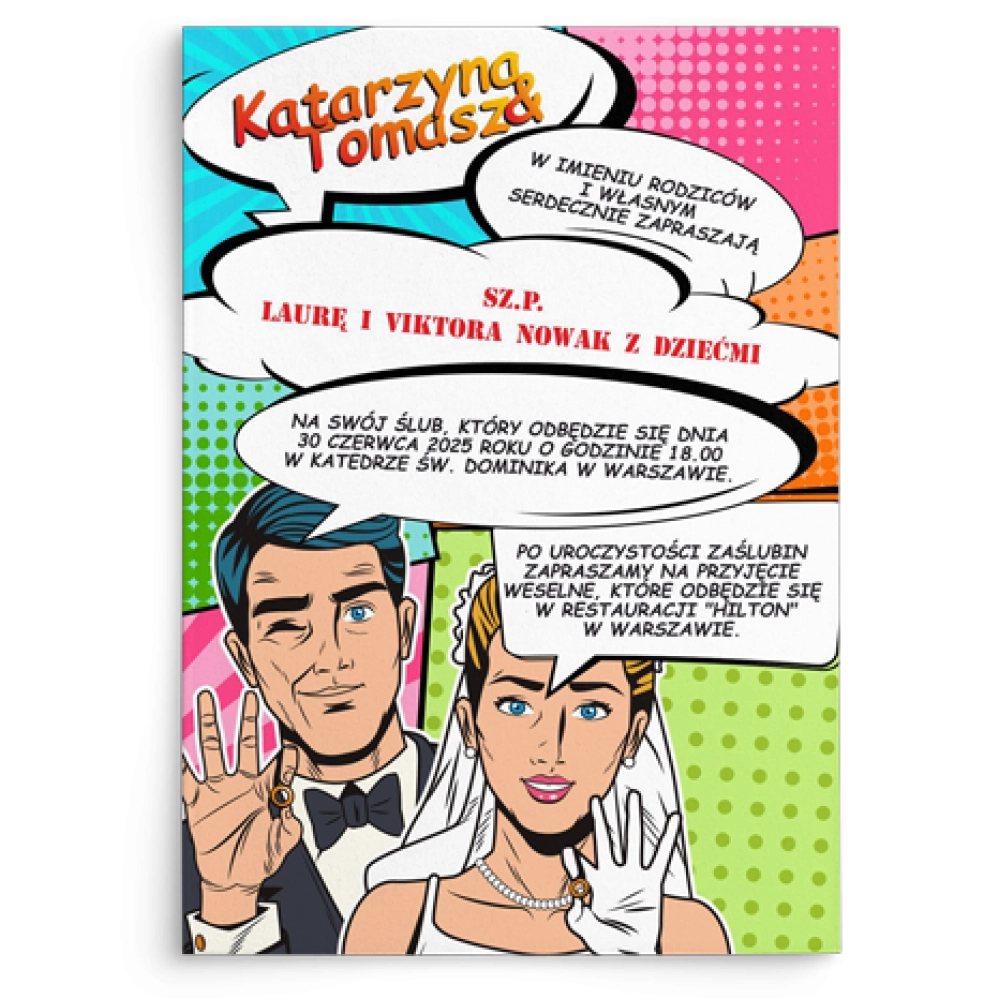 Zaproszenia ślubne Pop Art - Motyw 1
