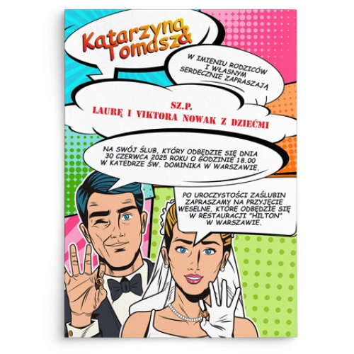 Zaproszenia ślubne Pop Art - Motyw 1