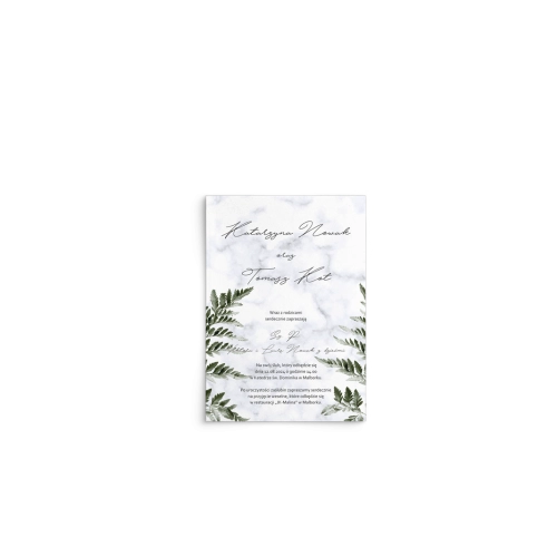 Zaproszenia ślubne Marble leaf - Motyw 2