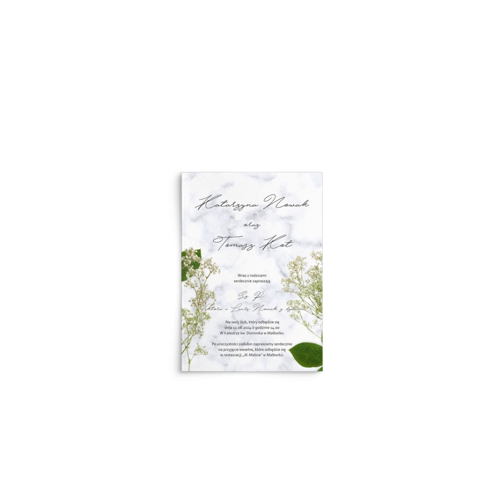 Zaproszenia ślubne Marble leaf - Motyw 3