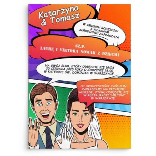 Zaproszenia ślubne Pop Art - Motyw 2
