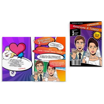 Zaproszenia ślubne Pop Art - Składane Motyw 2