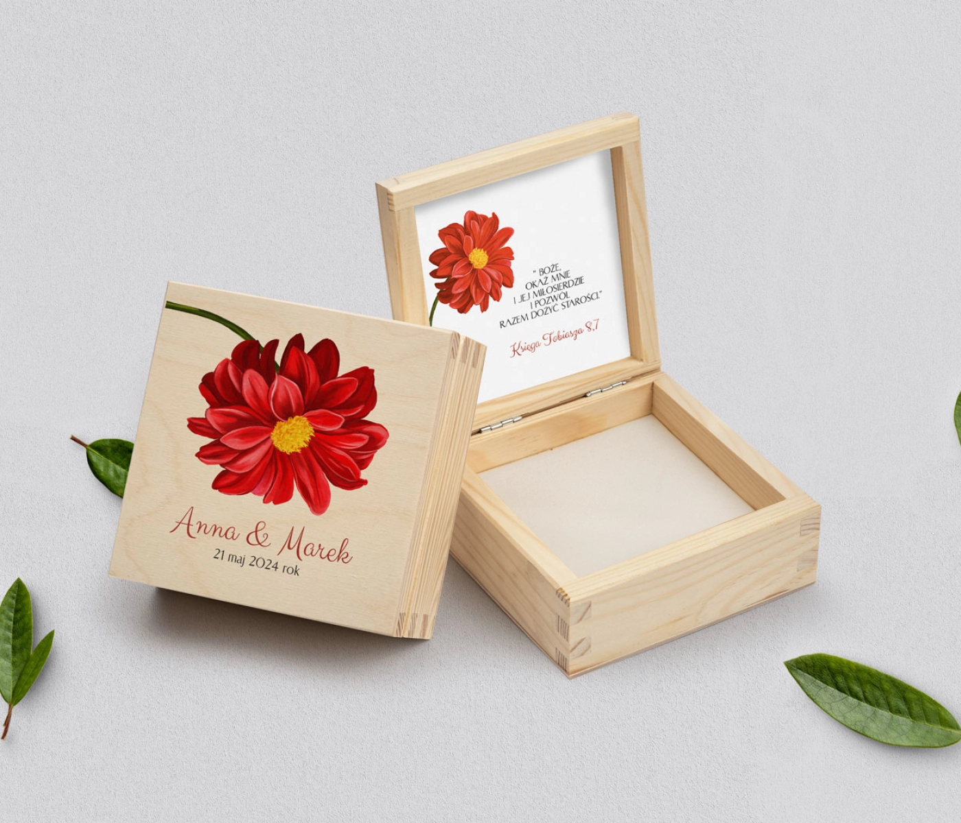 Pudełko na obrączki naturalne - Sweet Love Motyw 5