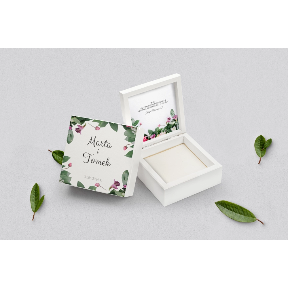 Pudełko na obrączki białe - Soft Motyw 6