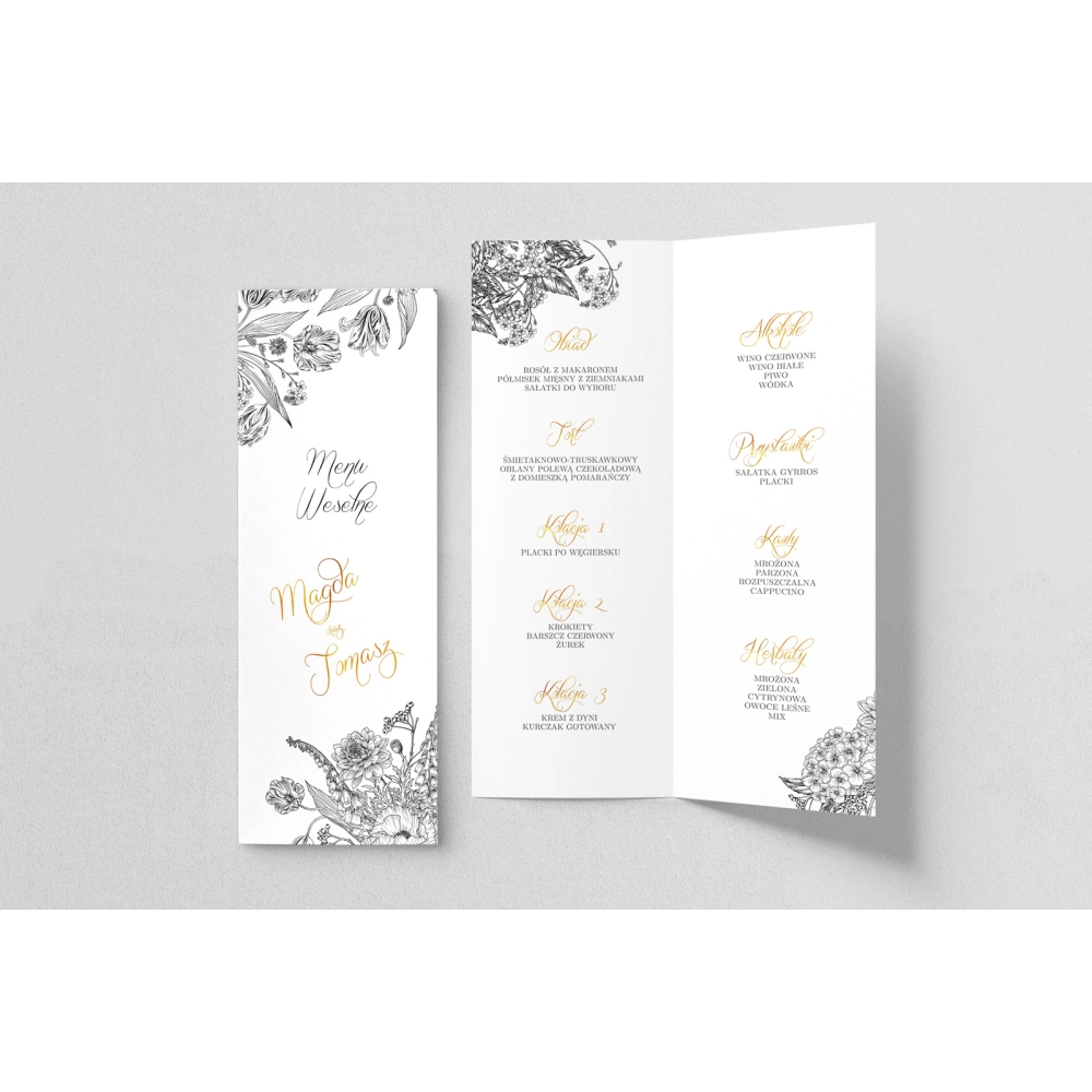 Menu Weselne Adore - Motyw 3