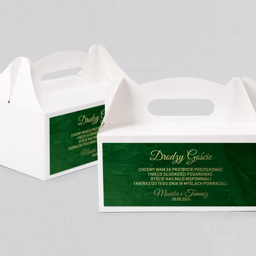 Pudełko na ciasto weselne Greenery - Motyw 1