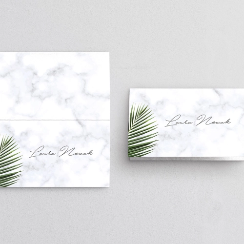 Winietki ślubne składane Marble leaf - Motyw 1