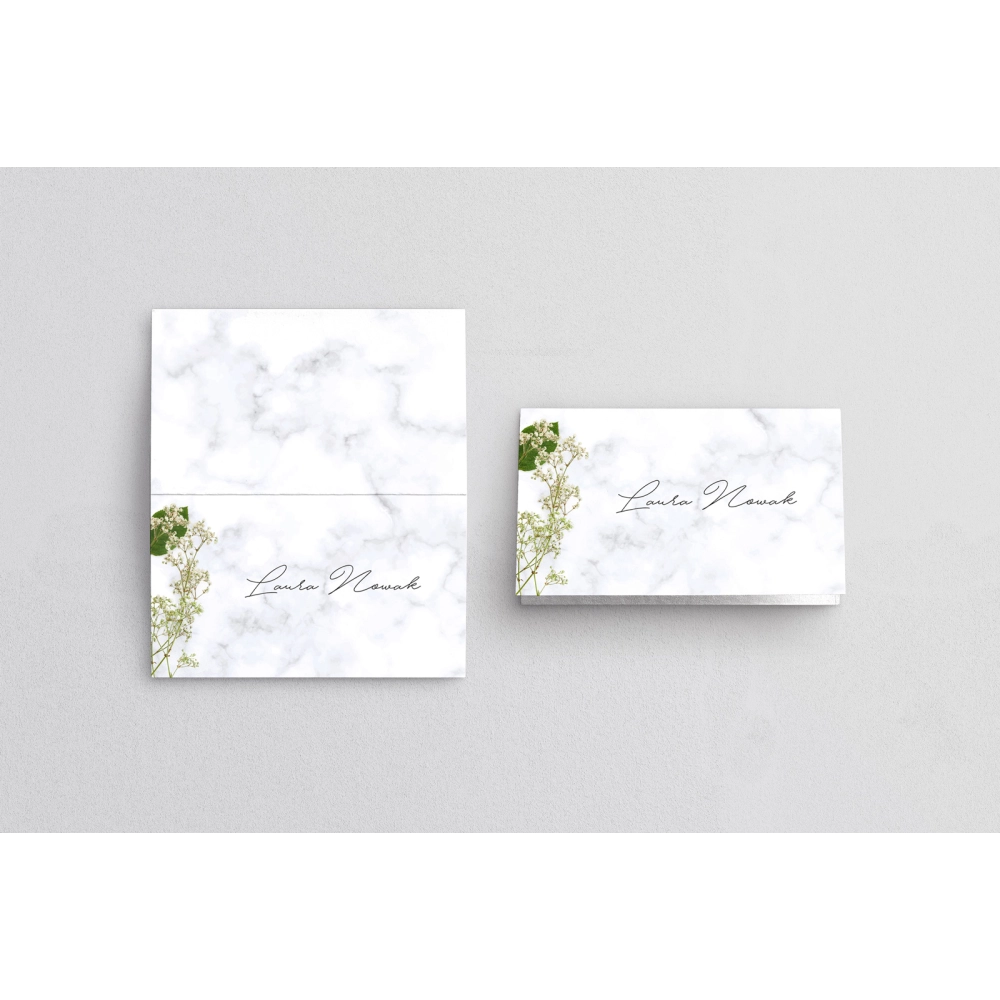 Winietki ślubne składane Marble leaf - Motyw 3