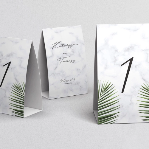 Numerki na stół Marble leaf Motyw 1