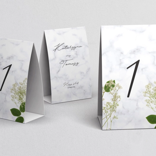 Numerki na stół Marble leaf Motyw 3