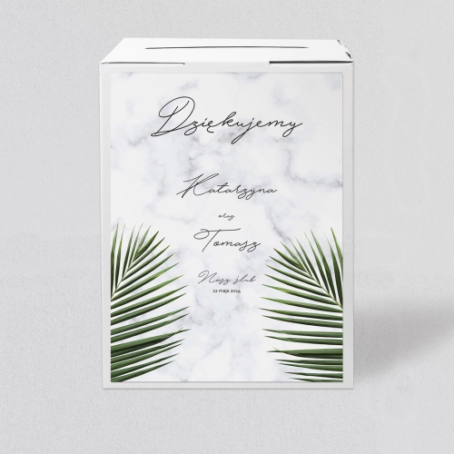 Pudełko na koperty i pieniądze Marble leaf Motyw 1