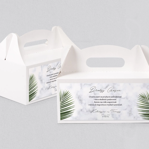 Pudełko na ciasto weselne Marble leaf - Motyw 1