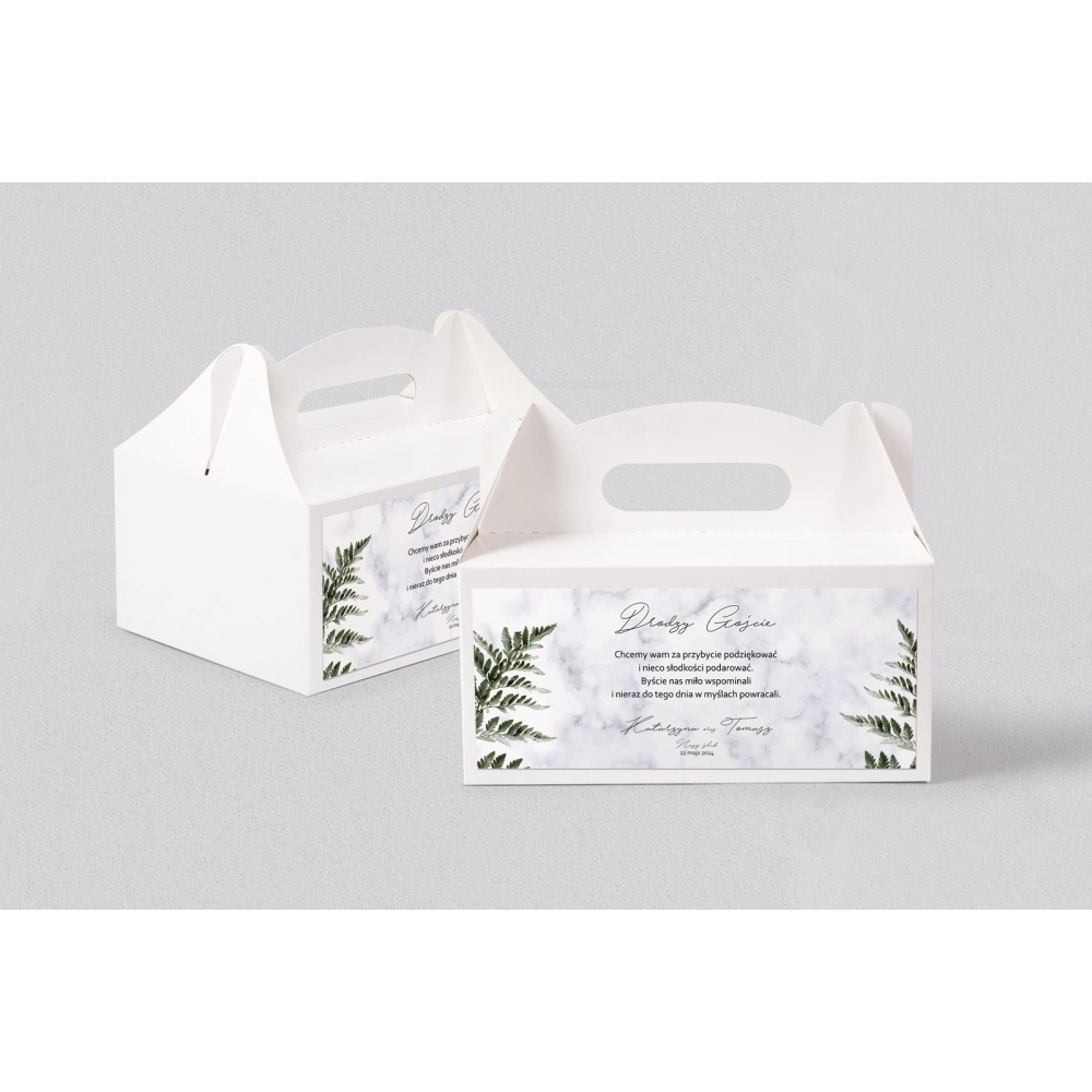 Pudełko na ciasto weselne Marble leaf - Motyw 2