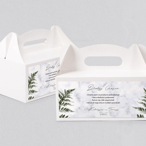 Pudełko na ciasto weselne Marble leaf - Motyw 2