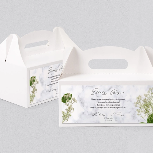 Pudełko na ciasto weselne Marble leaf - Motyw 3