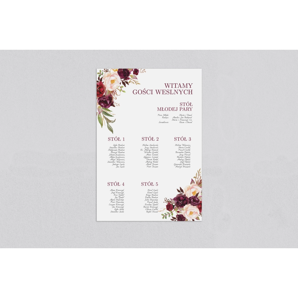 Plan stołów weselnych Fabello - Motyw 2