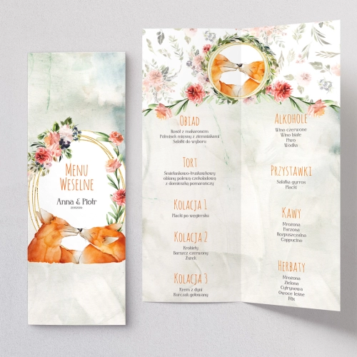 Menu Weselne Animals - Motyw 1