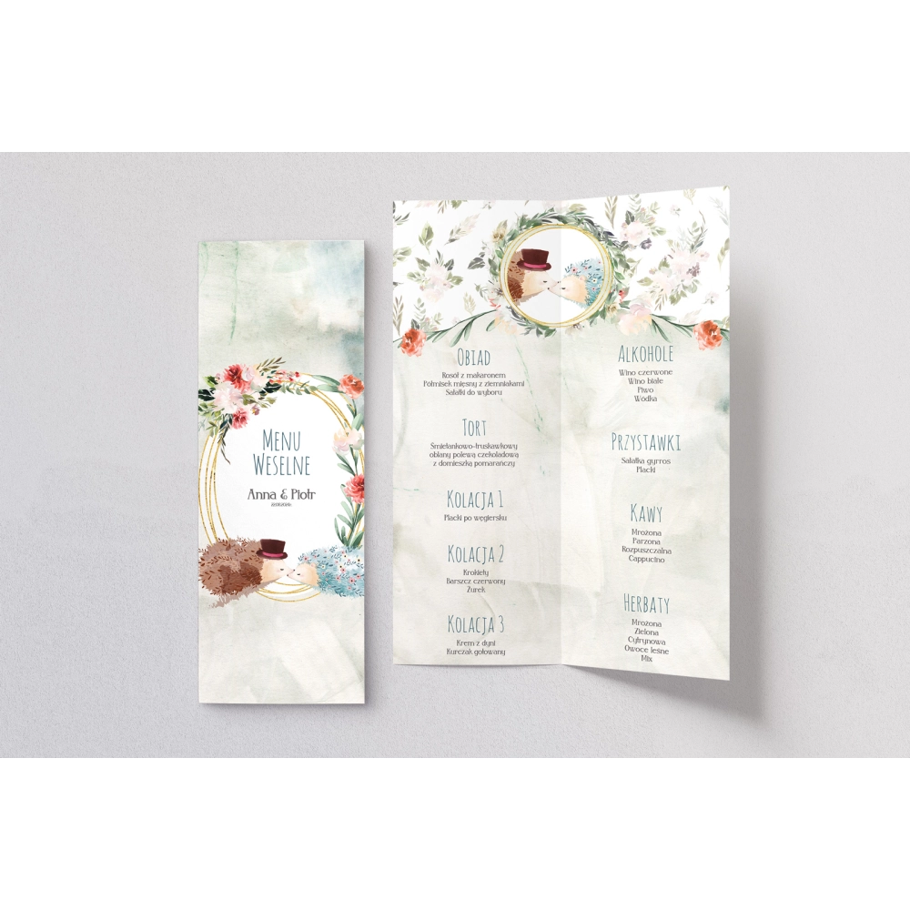 Menu Weselne Animals - Motyw 2