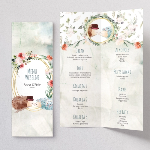 Menu Weselne Animals - Motyw 2