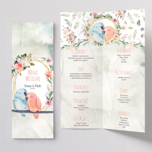 Menu Weselne Animals - Motyw 3