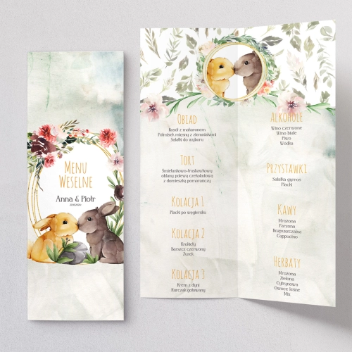 Menu Weselne Animals - Motyw 4