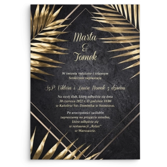 Zaproszenia ślubne Złote Kwiaty  - Motyw 1
