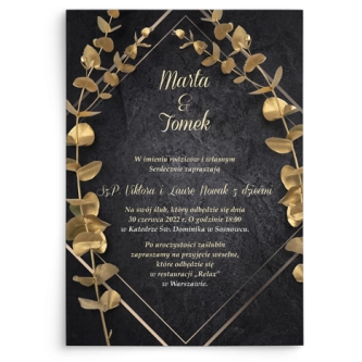 Zaproszenia ślubne Złote Kwiaty  - Motyw 2