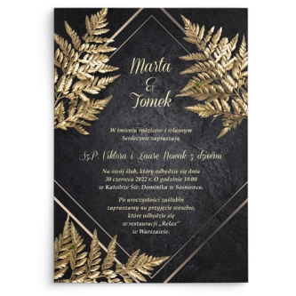Zaproszenia ślubne Złote Kwiaty  - Motyw 4