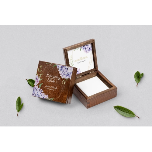 Pudełko na obrączki brązowe - Flowers & Frame Motyw 1