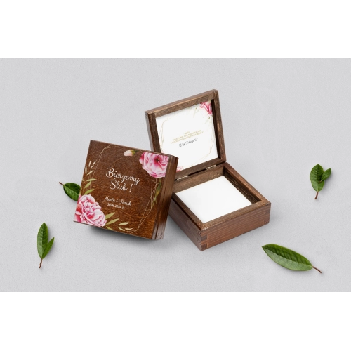 Pudełko na obrączki brązowe - Flowers & Frame Motyw 5