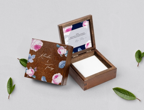 Pudełko na obrączki brązowe - Loveletter Motyw 3