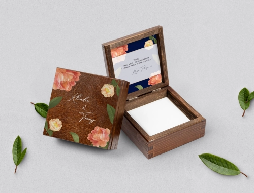 Pudełko na obrączki brązowe - Loveletter Motyw 5