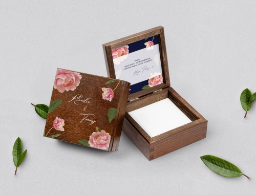 Pudełko na obrączki brązowe - Loveletter Motyw 6