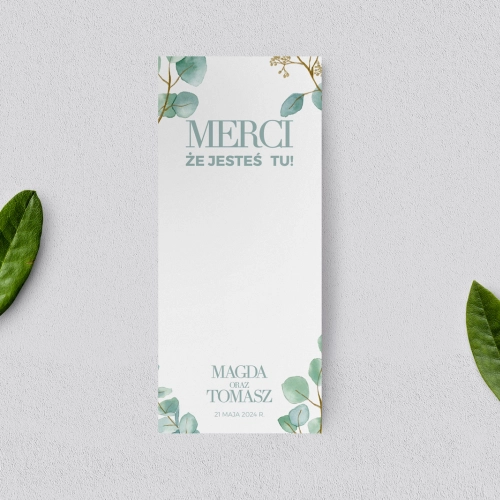 Podziękowanie Merci - Karteczka Eukaliptus - Motyw 1