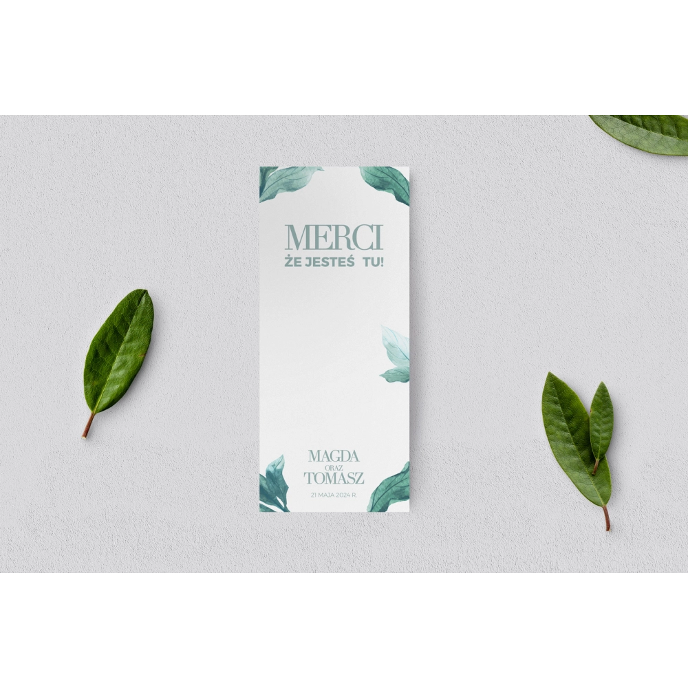Podziękowanie Merci - Karteczka Eukaliptus - Motyw 3
