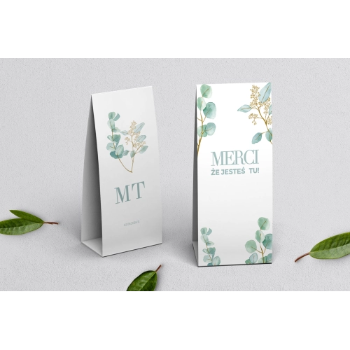 Podziękowanie Merci - Pudełeczko Eukaliptus Motyw 1