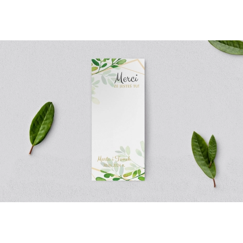 Podziękowanie Merci - Karteczka Flowers&Frame - Motyw 3