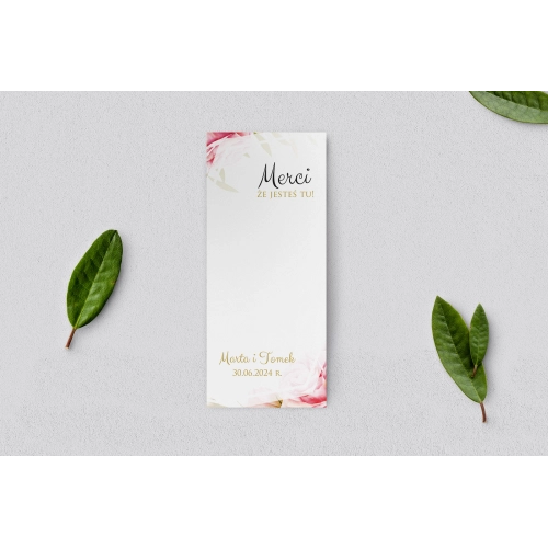 Podziękowanie Merci - Karteczka Flowers&Frame - Motyw 5