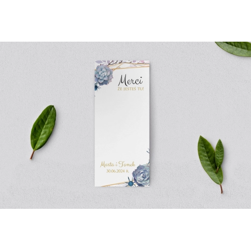 Podziękowanie Merci - Karteczka Flowers&Frame - Motyw 6