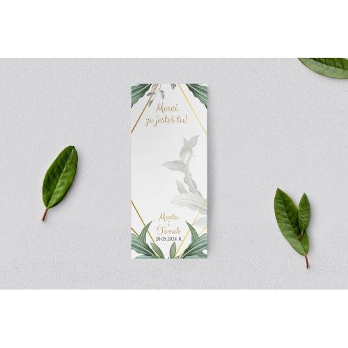 Podziękowanie Merci - Karteczka Liście - Motyw 1