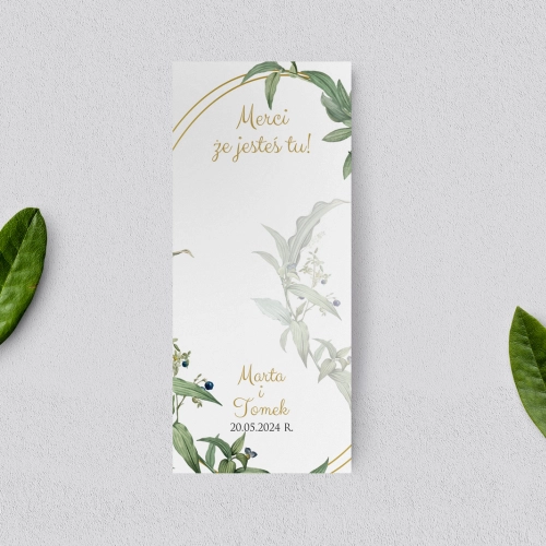 Podziękowanie Merci - Karteczka Liście - Motyw 2