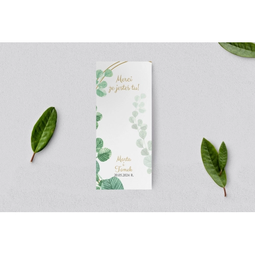 Podziękowanie Merci - Karteczka Liście - Motyw 6
