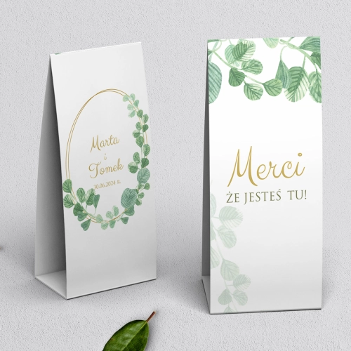 Podziękowanie Merci - Pudełeczko Liście Motyw 6