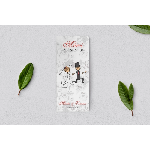 Podziękowanie Merci - Karteczka Zakochani Motyw 2