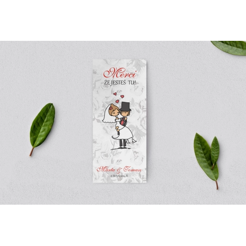 Podziękowanie Merci - Karteczka Zakochani Motyw 3