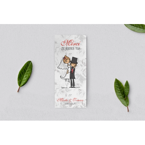 Podziękowanie Merci - Karteczka Zakochani Motyw 6